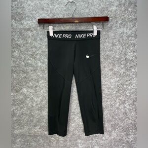 Nike Pro Pants Girl Small Black Dri-Fit Activewear Leggings Compression Stretch